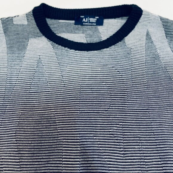 ARMANI JEANS ITALY STYLISH MEN SWEATER BLUE WITH SILVER SIZE MEDIUM NEW NO TAGS - Picture 3 of 5